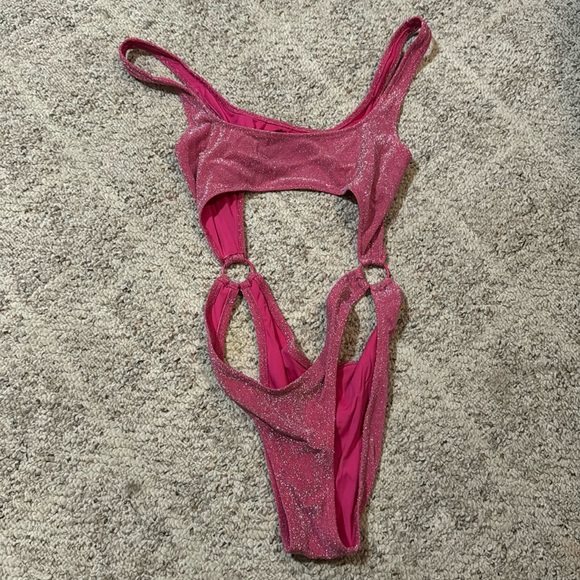 Skims Pink Glitter Monokini Size Medium - Picture 2 of 5